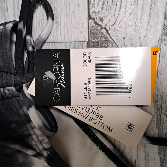 California Waves Tie-Dyed High-Waist Bikini Swim Bottom Sm - Picture 9 of 10